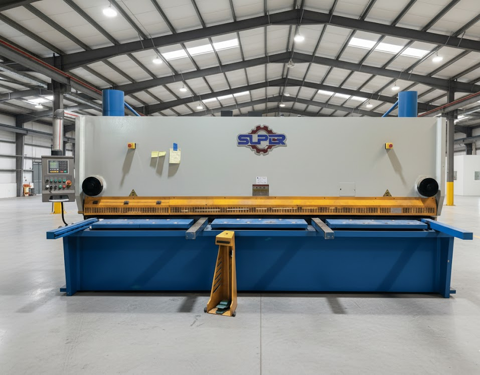 Hydraulic Shearing - Heavy-duty hydraulic shearing for straight cuts on steel plate and sheet metal. Our industrial-grade hydraulic shears handle materials up to 1/4" thick steel with clean, burr-free edges. Essential for preparing raw materials before bending, welding, or assembly. High-capacity shearing capabilities support both small custom jobs and large production runs for trailer manufacturing and structural steel fabrication.